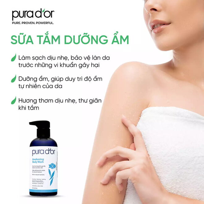 Sữa tắm dưỡng ẩm Organic PURA D'OR Awakening 473ml