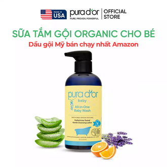 Sữa Tắm Gội Organic PURA D'OR All-in-One Baby Wash 473ml